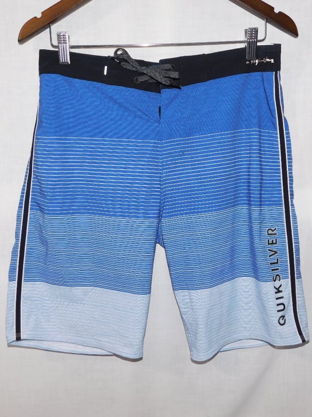 Quiksilver Highline  3 Tone Blue Striped Unlined Board Shorts Swim Mens 29